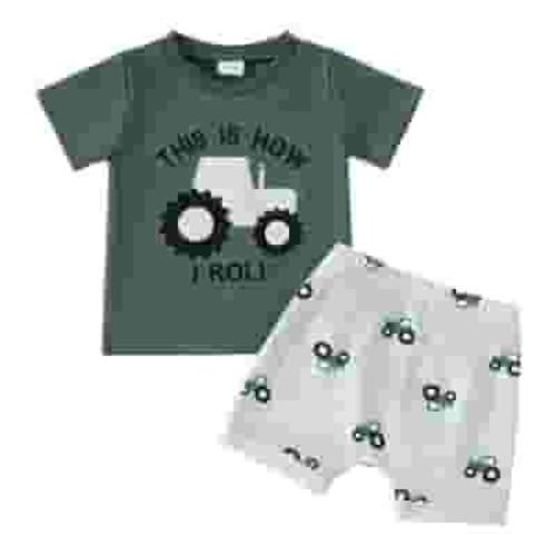 HCNTES Toddler Boy's Functional Summer Outfits 2T 3T 4T Dinosaur Print Short Sleeve T and Practical Shorts,3-6 Months