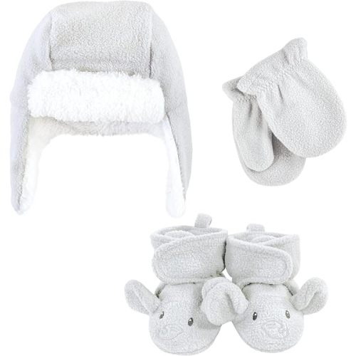 Hudson Baby Baby Hudson Baby Unisex Baby Trapper Hat, Mitten and Bootie Set, Tan Bear, 0-6 Months