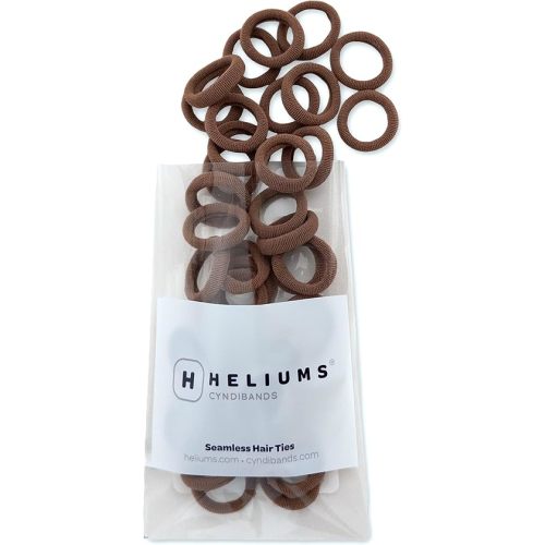 Heliums Extra Small Hair Ties No Damage - Medium Brown - Mini 0.7 Inch Tiny Soft Seamless Hair Bands for Toddlers, Braids, Kids Ponytails- 40 Count