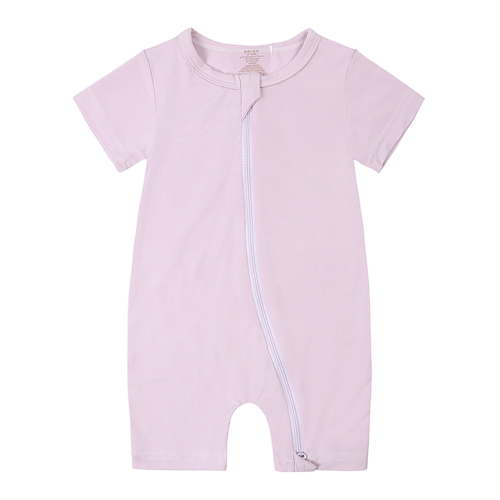 WIBACKER Baby Boys Girls Bamboo Viscose Romper, 2 Way Zipper Short Sleeve Jumpsuits, Sleep and Play 0-24 Months