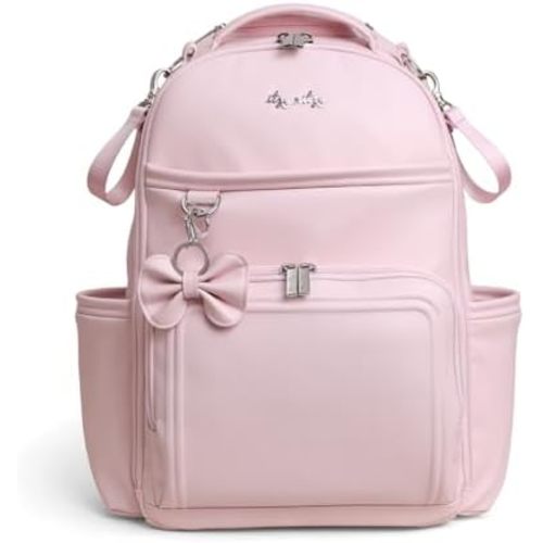 Itzy Ritzy Diaper Bag Backpack – Large Capacity Boss Plus Baby Backpack Diaper Bag Featuring 19 Pockets, Changing Pad, Stroller Clips, and Comfortable Straps (Pink Ribbons & Roses)