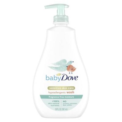 Baby Dove Fragrance Free Moisture Baby Body Wash & Shampoo Hypoallergenic for Eczema-Prone Skin - 20 fl oz