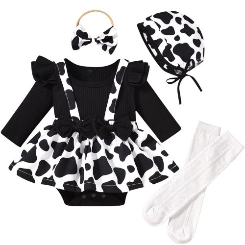 Unutiylo Preemie Newborn Baby Girl Clothes Romper Suspender Dress Fall Winter Outfits Ruffle Long Sleeve Jumpsuit