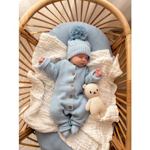 Classic Chunky Knit Jumpsuit - Powder Blue