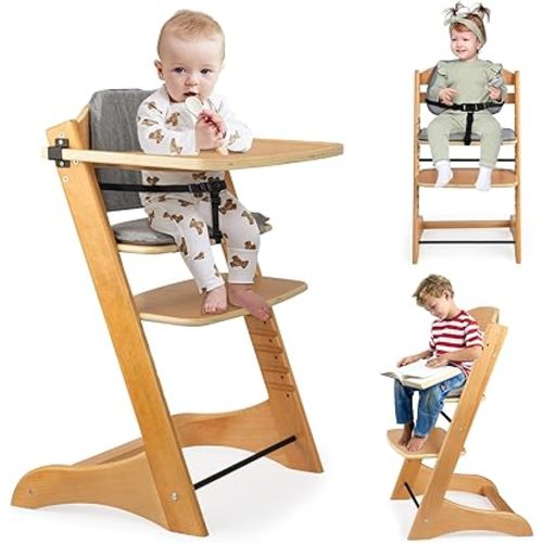 Lcoco&Dream Tripp Trapp High Chair, Adjustable, Anti-tip Grower Chair is Great for Baby's Meals. (Log Color)