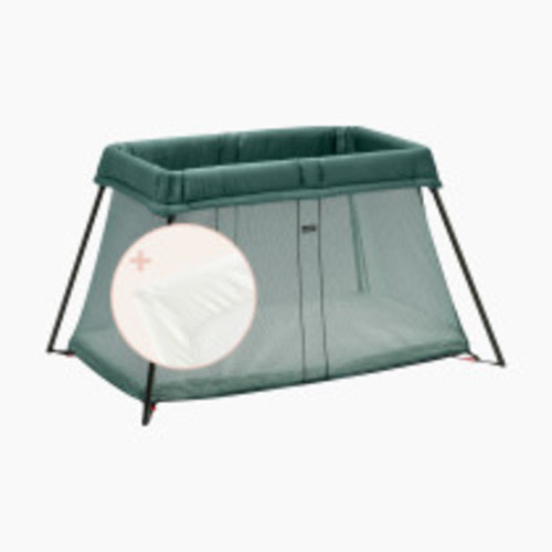 Babybjörn Travel Crib & Organic Sheet Bundle - Dark Green