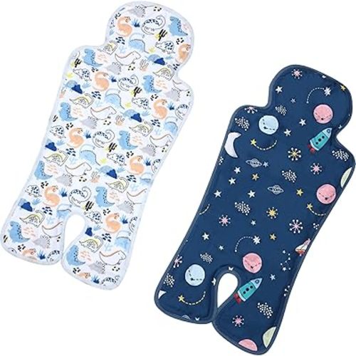 Pinkunn 2 Pcs Gel Car Seat Cooling Pad for Baby Summer Breathable Ice Cushion Multifunctional Ice Stroller Cooler Mat for Stroller Baby Dining Chair Child Safety Seat(Groovy Color,Space, Dinosaur)