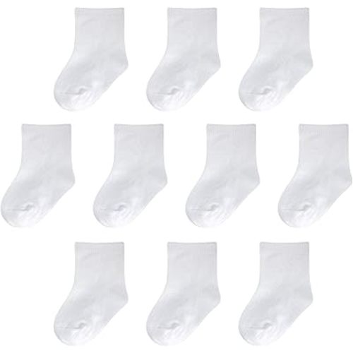 Baby Socks 0-3 months Infant White Crew Socks Baby Girls Newborn Dress Socks Boys Baptism Christening 10 Pack
