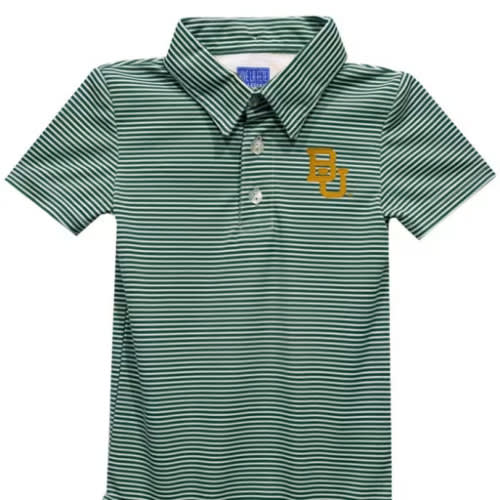 Vive La Fete Baylor Bears Baby GREEN Pencil Stripe Polo Romper - 16160615