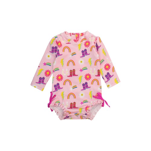 Cowgirl Cutie One-Piece Rashguard Swimsuit, 3-6M