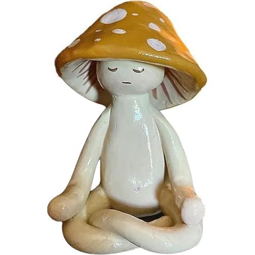 Meditation Mushroom Resin Statue Resin Figurine, Cute Plant Statues