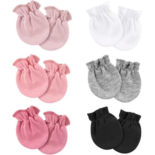 Newborn Baby Mittens No Scratch Cotton Elastic Wrist Gloves Infant Toddler Mittens for Baby Boy Girl 0-6 Months