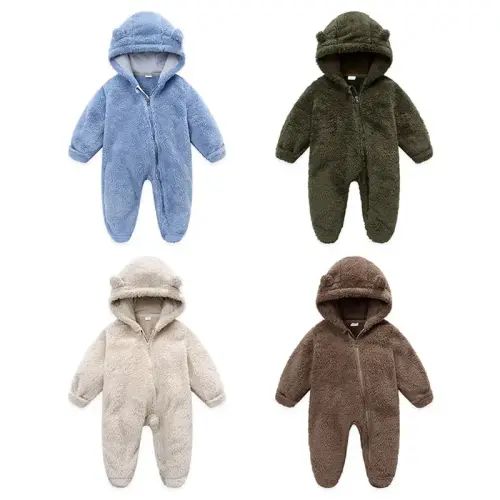 Newborn Baby Boys Girls Winter Jumpsuit Cute Bear Snowsuit Fleece - TikTok Shop