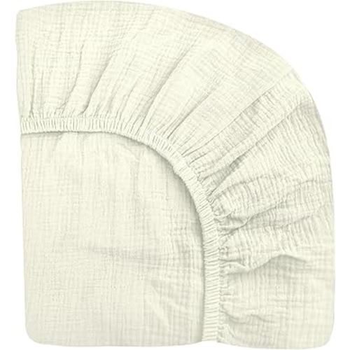 Crib Sheets for Boys Girl, Fitted Baby Toddler Bed Sheets 28" x 52", Neutral Muslin Cotton Crib Mattress Bedding Soft and Breathable Comfort (Cream)