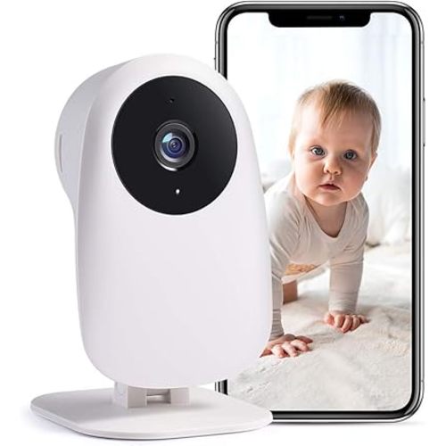 nooie Baby Monitor WiFi Smartphone, Baby Monitor with Camera and Audio 2.4GHz, Motion and Sound Detection, 2K HD Night Vision, Two-Way Audio, SD or Cloud Storage, Compatible with Alexa and Google