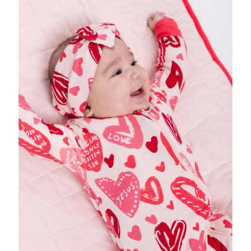 John 3:16 Pink PJ Footed Onesie Bamboo – Holy Pals