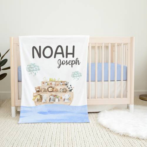 Noah&#39;s Ark Blanket, Noah Ark Nursery Blanket, Personalized Baby Blanket, Noah&#39;s Ark Nursery Theme, Newborn Blanket, Noah&#39;s Ark Baby S35