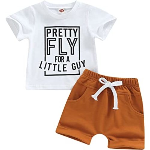 Toddler Baby Boy Summer Outfit Short Sleeve Letter Print T Shirt Top and Casual Shorts Set Cute Infant Newborn Clothes