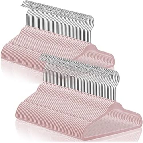 Casafield 100 Velvet Baby Hangers - 11" Size for Infant & Toddler Clothes - Light Pink