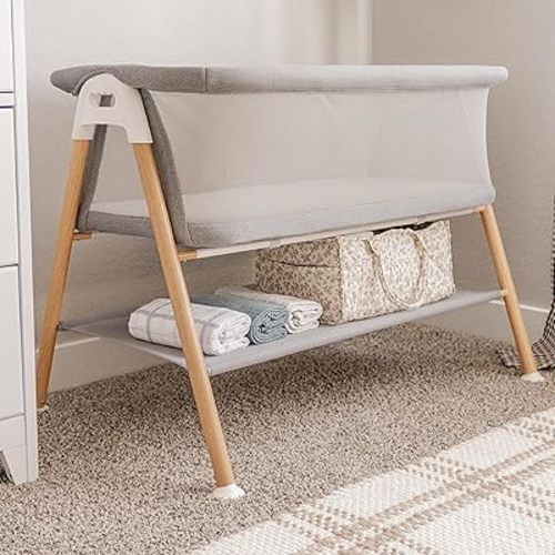 Newton Baby Essential Bassinet – Ultra-Breathable, Completely Washable, More Airflow for Safer, Cooler Sleep, Non-Toxic, Bedside Sleeper, Storage Shelf