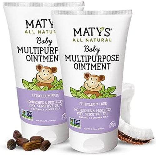 Matys Multipurpose Baby Ointment, All Over Gentle Skin Protection for Newborns & Up, Soothes Dry Irritated Skin, Diaper Area, Dry Scalp, Drool Irritation, Petroleum Free, 2 Pack, 3.75 oz each tube