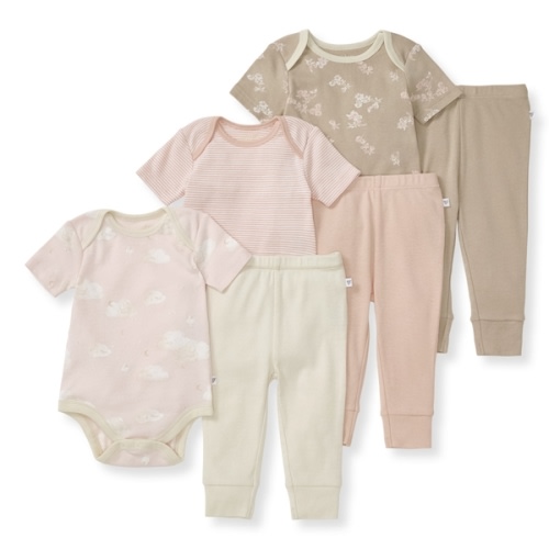 Whimsical Floral Organic Short Sleeve Bodysuit & Pant Set 3 Pack - 0-3 Months