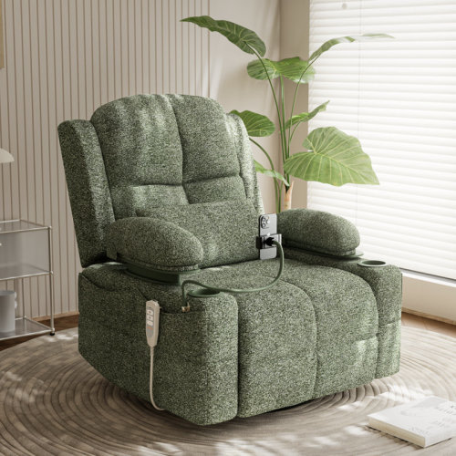 MAMAZING Electric Power Adjustable Armrests Swivel Rocking Chair Reclining Glider With USB Charge and Phone Holder & Reviews | Wayfair