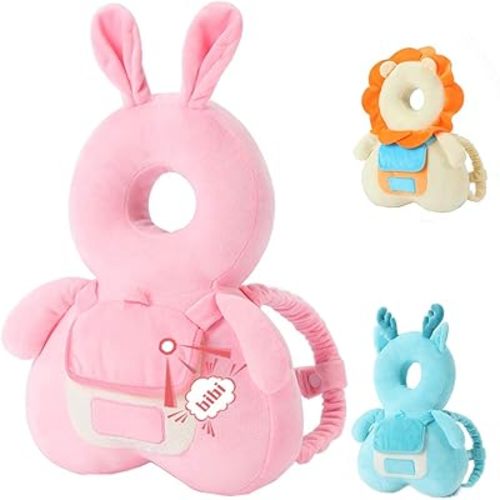 Head Safety Protector Pad for Baby Toddler Walker,Infant Talking Head Protection Backpack Cushion (Pink Bunny)