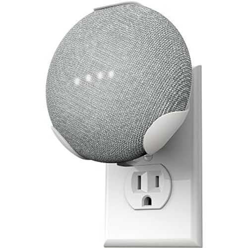 PowerClip Outlet Mount for Google Nest Mini (Chalk), Speaker Wall Hub for 2nd Generation Google Nest Smart Home Devices, Space Saving, Uses One Outlet Only, Great for Mounting Google Mini Speaker