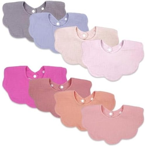 Baby Bibs Muslin Bibs 8 Pack for Drooling and Teething for Unisex Girls Boys
