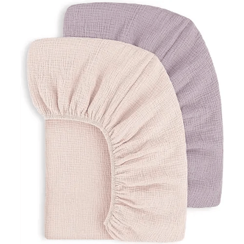Susurration Muslin Crib Sheets 2Pack 100% Cotton Soft&Breathable Nursery Sheet 28x52inch Baby Fitted Bed Sheets for Standard Crib Mattress&Toddler Bed Mattress (Spring Garden)