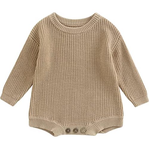 Amazon.com: FYBITBO Baby Girl Boy Sweater Knit Oversized Pullover Sweatshirt Romper Onesie Warm Fall Winter Clothes Outfit Newborn (Khaki,Newborn): Clothing, Shoes & Jewelry