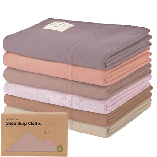 Organic Burp Cloths Baby Girl, Boy - 6-Pack Large Baby Burp Cloths, Super Absorbent Burping Cloths for Babies, Soft & Plush Cotton Burp Cloth, Spit Up Burp Rags, Newborn Burp Clothes (Mauve)