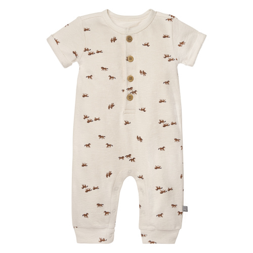 Modern Moments by Gerber Gender Neutral Short Sleeve Henley Romper, (6-9M)