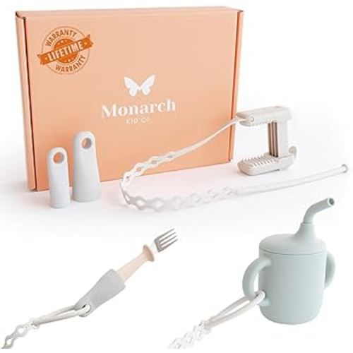 Clip & Strap for Toddler & Baby, Premium Quality, Securely Attaches to High Chair, Car Seat, Sippy Cups Adjustable Toy Holder for Stroller Accessories, Travel Essential Silicone Tether