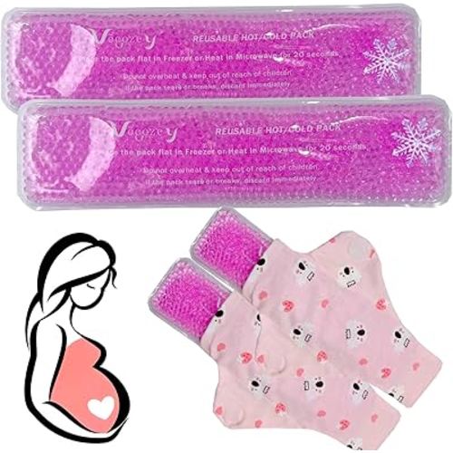 2 Perineal Cold Packs for Maternity Postpartum Care, Reusable Hot & Cold Ice Wraps with Washable Cotton Sleeves for Post Partum & Hemorrhoid Pain Relief, Cooling Pads for Women After Birth