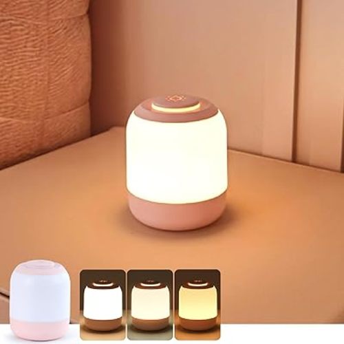 Eye Caring Soft Night Light, Touch night light for Baby, Kids and Adults, Small Cute Bedside Lamp, 3 Colors, Dimmable, USB Rechargeable Warm/Cold Night Light for Bedrooms, Baby Nursery and Sleep Aid