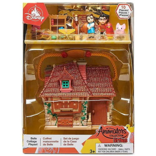 Disney Animators' Collection Littles Belle Cottage Playset, Doll Playset, 10 Pieces