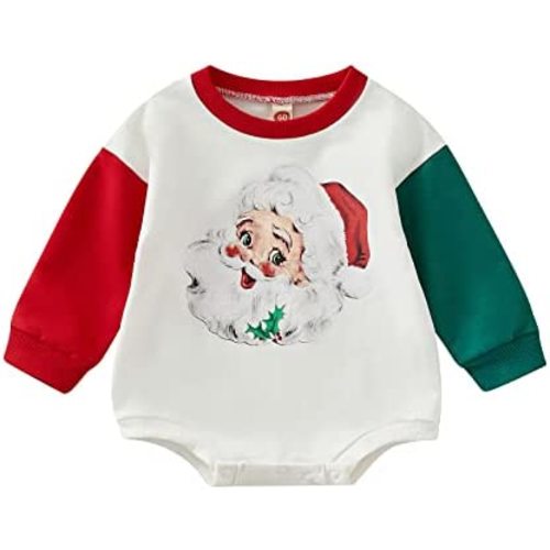 Karuedoo Christmas Baby Boy Girl Clothes Santa Claus Sweatshirt Romper Crewneck Oversized Long Sleeve Bodysuit Outfit