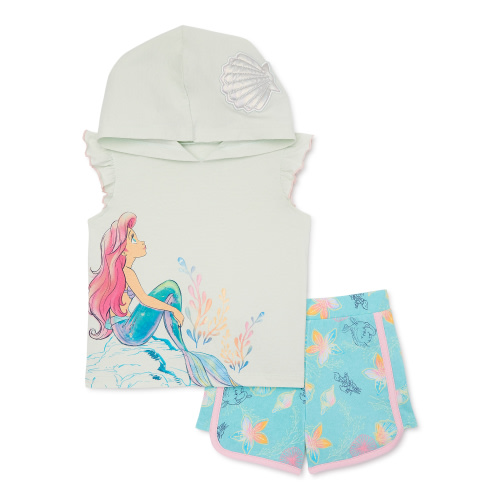 The Little Mermaid Toddler Girl Ariel Cosplay Graphic Hoodie and Shorts Set, 2-Piece, Sizes 2T-5T
