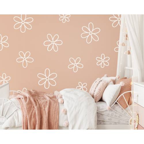 Daisy Wall Decals - Floral Nursery Decor, Kids Room Wall Art, Removable Flower Wall Stickers