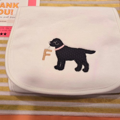 Personalized Baby Burp Cloth Black Lab Burp Cloth Organic Embroidered Appliqué Baby Shower Gift with Monogram for New Mom