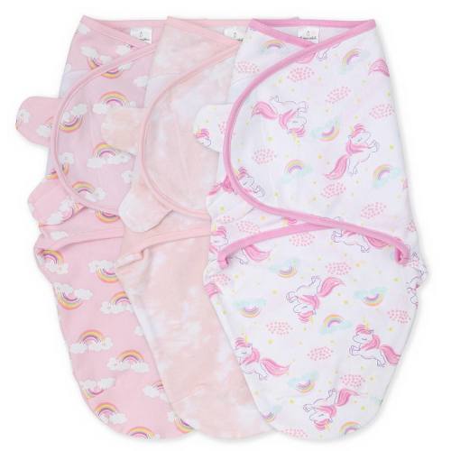 The Peanutshell 3-Pack Rainbow Unicorn Swaddles
