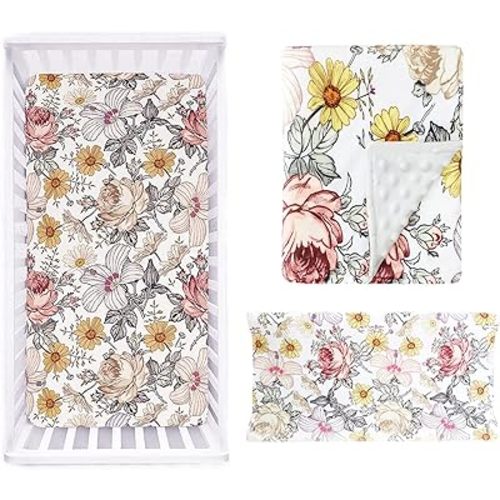 Floral Crib Sheet,Baby Blanket,Changing Pad Covers