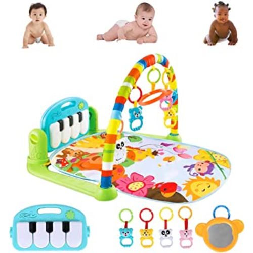 Baby Gym Play Mat Activity Center, Kick and Play Piano Gym Mat with Music and Lights, Gifts for Baby Newborn Toddler Infants Boys Girls