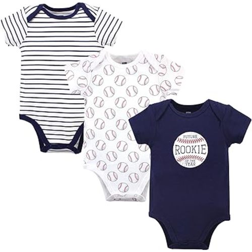 Hudson Baby Unisex Cotton Bodysuits, Baseball, 9-12 Months