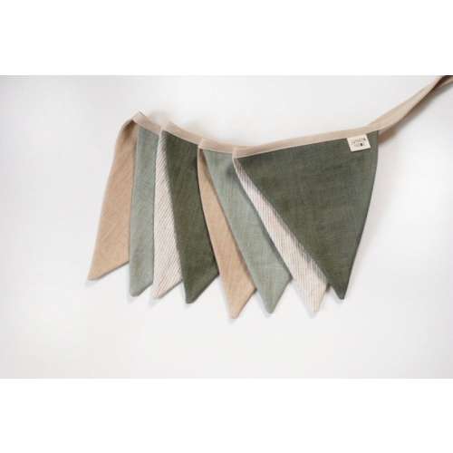 Sage beige fabric banner, Linen bunting wall decor, Fabric Bunting Banner, Neutral String Banner Nursery wall hanging bunting