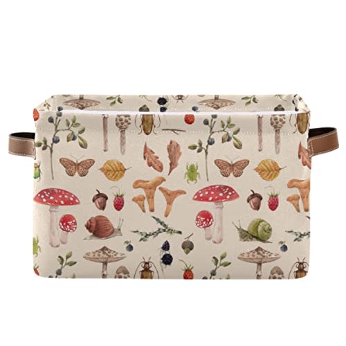 Mushroom Rectangle Storage Basket Collapsible Storage Bin for Nursery Toys Books Waterproof Baskets for Closet Shelves Bedroom Decor