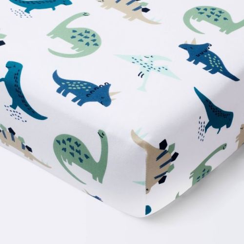 Fitted Crib Sheet Dinos Cool - Cloud Island™ - Blue/green