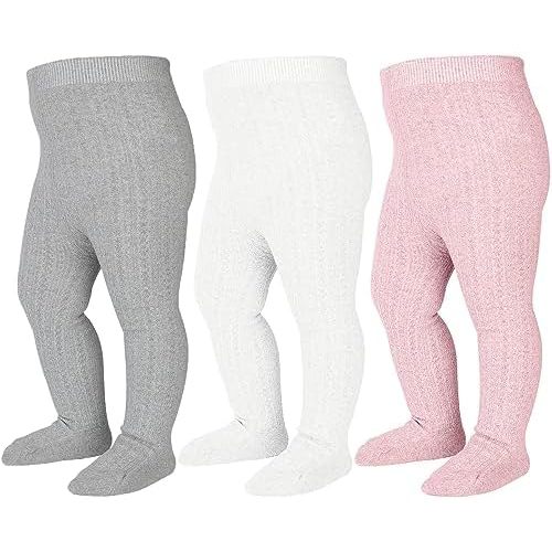 Baby Tights Cable Knit Tights Baby Leggings Seamless Cotton Stockings Pantyhose 3/4 Pack for Infants Toddlers 0-5T
